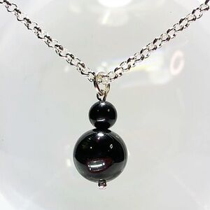 Hand Made Black Charm Gemstone Necklace